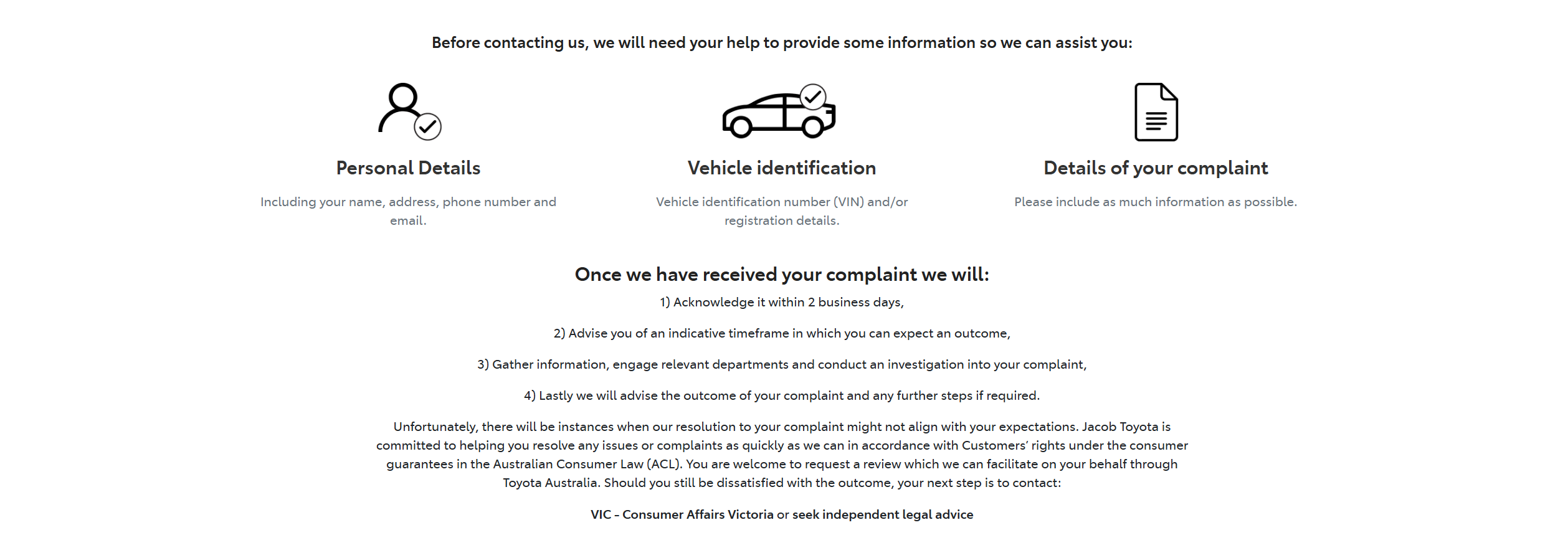Complaints process